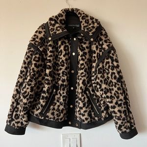 Veronica Beard Leopard Teddy Jacket Coat 3XL